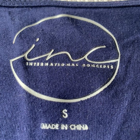 INC Navy Tailored Shirt with Sequin Embellishments - Picture 2 of 5